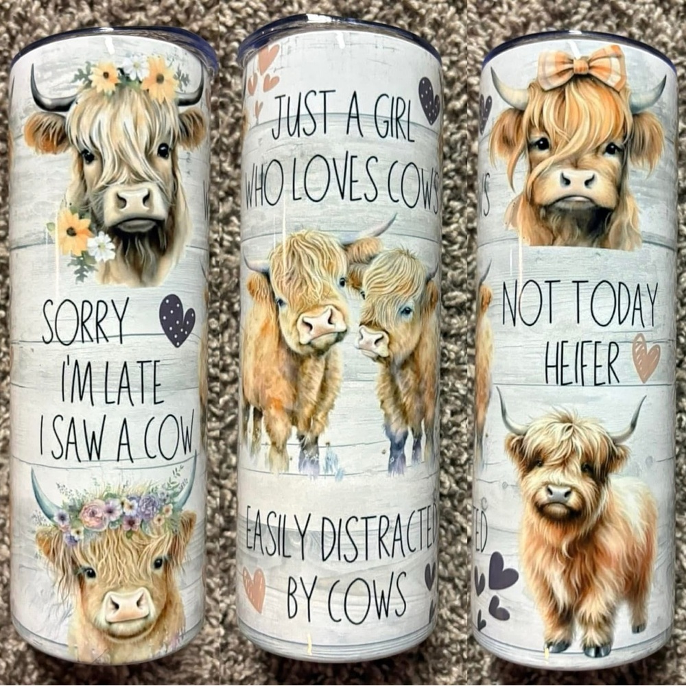 Cow Print Tumbler with Cute Sayings